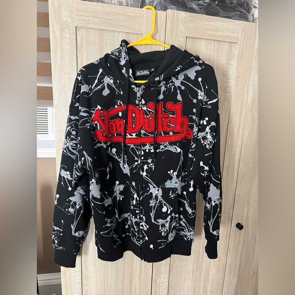 Von Dutch Abstract Black Zip Up Hoodie